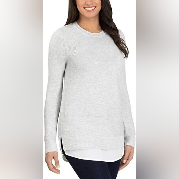 Hilary Radley Ribbed Mock-Layer Crew Neck Tunic Knit 2fer Top Sz M - Picture 2 of 12